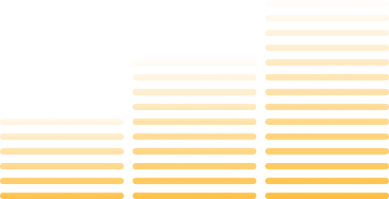 Orange horizontal bars, resembling a CES AV production bar graph, are arranged in three columns of increasing height from left to right, gradually fading toward the top on a white background.